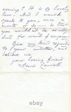 Lewis CARROLL Lettre autographe signée Lewis Carroll à Mabel Amy Burton 1879