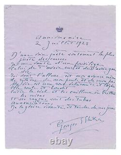 Liane de POUGY Prince George GHIKA / Lettre autographe signée / Amour / Poème