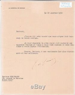 Lot de 3 lettres tapuscrites signées Général Charles de Gaulle dédicace signed