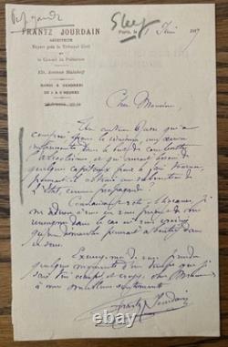 Lot de 4 lettres autographes signées Frantz Jourdain Salon d'Automne 1917