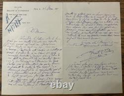 Lot de 4 lettres autographes signées Frantz Jourdain Salon d'Automne 1917