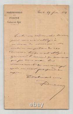 Louis Andrieux Lettre autographe signée Préfecture de Police 1881