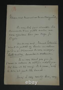Louis Baudry de Saunier LETTRE AUTOGRAPHE SIGNÉE À Georges Montorgueil 1893