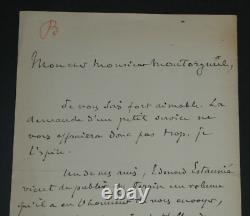 Louis Baudry de Saunier LETTRE AUTOGRAPHE SIGNÉE À Georges Montorgueil 1893