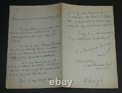 Louis Baudry de Saunier LETTRE AUTOGRAPHE SIGNÉE À Georges Montorgueil 1893