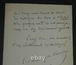 Louis Baudry de Saunier LETTRE AUTOGRAPHE SIGNÉE À Georges Montorgueil 1893