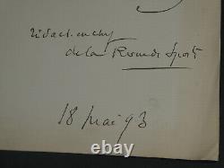 Louis Baudry de Saunier LETTRE AUTOGRAPHE SIGNÉE À Georges Montorgueil 1893