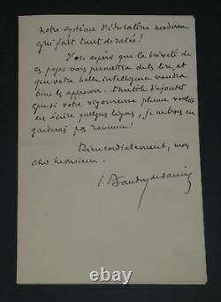 Louis Baudry de Saunier LETTRE AUTOGRAPHE SIGNÉE À Georges Montorgueil 1895
