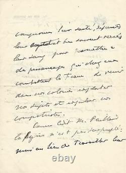 Louis FRANCHET DESPEREY / Lettre autographe signée sur les Colonies Françaises