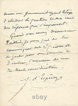 Louis FRANCHET DESPEREY / Lettre autographe signée sur les Colonies Françaises