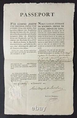 Louis Joseph de Bourbon, Prince de Condé Document / lettre signée Armée 1801