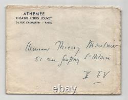 Louis Jouvet Belle lettre autographe signée à Maulnier Le profanateur 1949