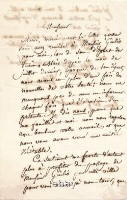 Louis René VILLERMÉ médecin travail lettre autographe signée Turin Italie