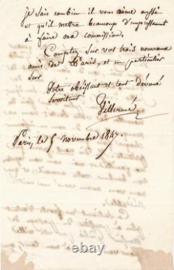 Louis René VILLERMÉ médecin travail lettre autographe signée Turin Italie