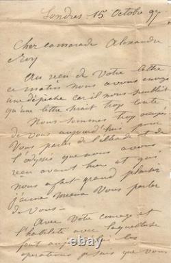 Louise MICHEL Lettre autographe signée au camarade Alexandre Roy. 1897