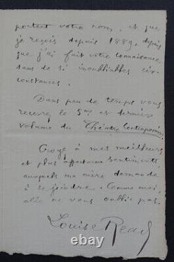 Louise READ LETTRE AUTOGRAPHE SIGNÉE, 1896