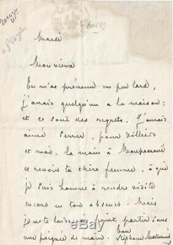 MALLARME Maupassant Villiers poète lettre autographe signée