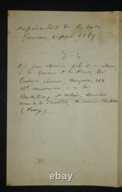 MATHE Edouard LETTRE AUTOGRAPHE SIGNEE, PORT LOUIS, À Henri HEUGEL, 1893