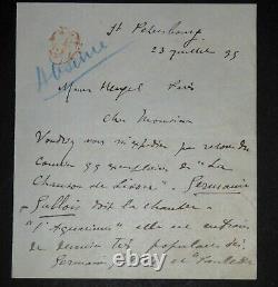 MATHE Edouard LETTRE AUTOGRAPHE SIGNÉE ST PETERSBOURG RUSSIE 1895