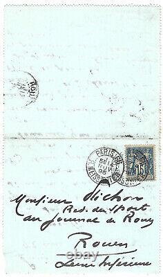 MAUPASSANT Baron de VAUX / Lettre autographe signée / Modèle Bel Ami / Duroy