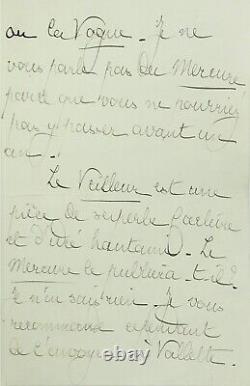 MERRILL, Stuart. Lettre autographe signée. 1900