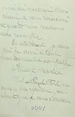 MERRILL, Stuart. Lettre autographe signée. 1900