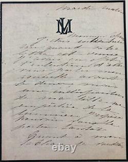 Madeleine LEMAIRE Lettre autographe signée / aquarelle / peinture