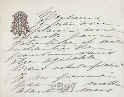 Madeleine LEMAIRE peintre carte autographe signée illustration Paul Hervieu