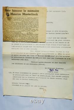 Maeterlinck Mme belle lettre autographe signée
