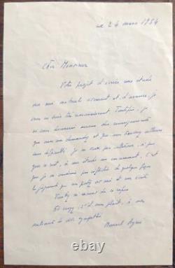 Marcel Aymé, Lettre autographe, manuscrit, signée 1954