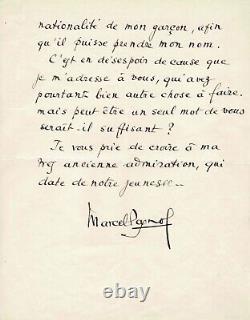 Marcel PAGNOL Lettre autographe signée. La reconnaissance de son fils Jacques