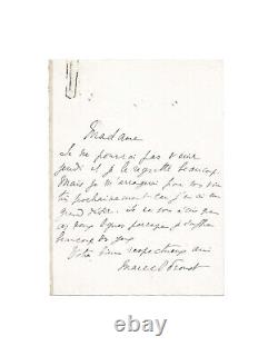 Marcel PROUST / Lettre autographe signée avec enveloppe / Rendez-vous / Amitié