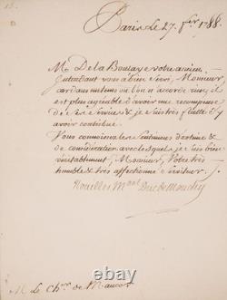 Maréchal de MOUCHY Lettre manuscrite signée Autographe Chevalier de Maucor