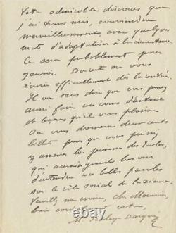 Marguerite SOULEY-DARQUÉ Lettre autographe signée à Charles-Ange LAISANT