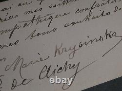 Marie KRYSINSKA Lettre autographe signée à Mon cher confrère. Ode à ma Mie