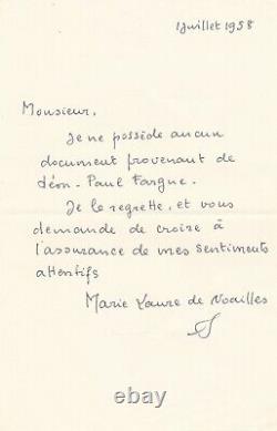 Marie-Laure de NOAILLES lettre autographe signée sur Léon Paul Fargue