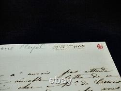 Marie Pleyel Belle lettre autographe signée à M. De Trémont 1844