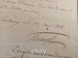 Marine Lettre Autographe Signee Cherbourg 1816 Claude Du Campe De Rosamel