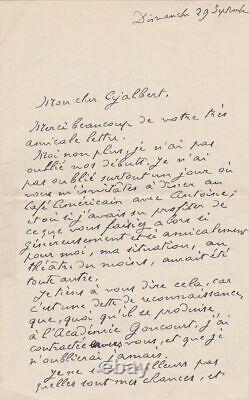 Maurice BEAUBOURG RARE Lettre autographe signée à Jean AJALBERT Goncourt