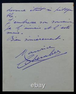 Maurice CHEVALIER LETTRE AUTOGRAPHE SIGNÉE À MADAME RITTCHE, 1955