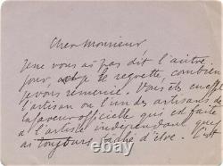 Maurice Denis lettre autographe signée Artiste INDEPENDANT