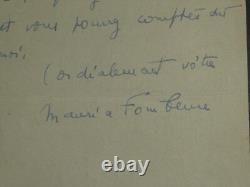 Maurice FOMBEURE Lettre Autographe Signée André Salmon m'a conseillé, 1937
