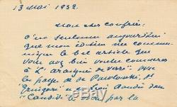 Maurice Maeterlinck belge lettre autographe signée l'Araignée de verre