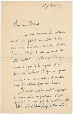 Maurice RAVEL / Lettre autographe signée / Concerto en sol / Piano / Contrat