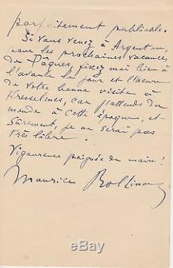 Maurice ROLLINAT Lettre autographe signée