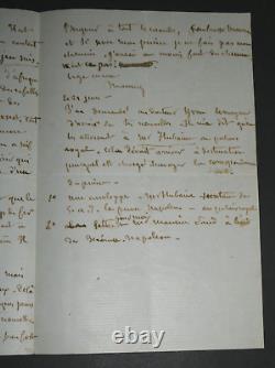 Maurice SAND Lettre autographe signée, Voyage à bord du yacht Jérôme Napoléon
