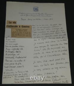Maurice d'HARTOY Lettre autographe signée 1955 1 page prose policière