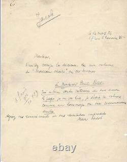 Max Jacob lettre autographe signée Gallimard Morceaux Choisis Paul Petit 1936