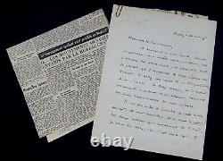 Max-Pol FOUCHET LETTRE AUTOGRAPHE SIGNÉE ET COUPURES DE PRESSE JOINTES, 1950