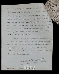 Max-Pol FOUCHET LETTRE AUTOGRAPHE SIGNÉE ET COUPURES DE PRESSE JOINTES, 1950